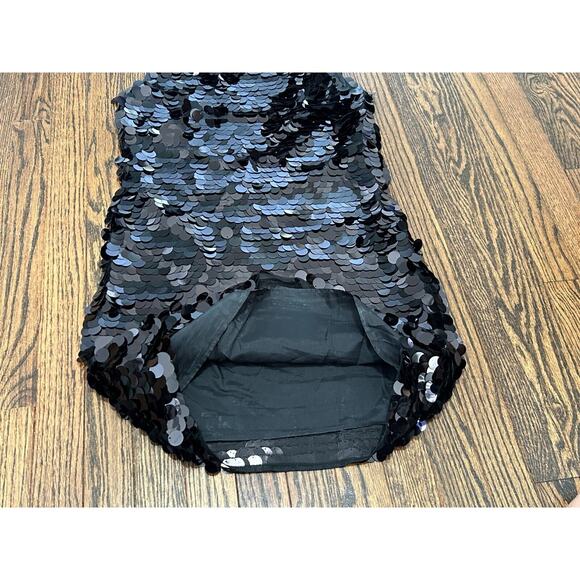 Banana Republic Women's Black Wide Strap Lined Sequins Mini Shift Dress Size 4 - Picture 3 of 8
